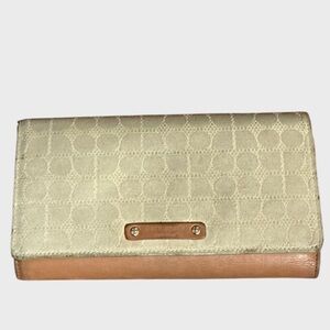Kate Spade Vintage Leather Canvas Trifold Wallet